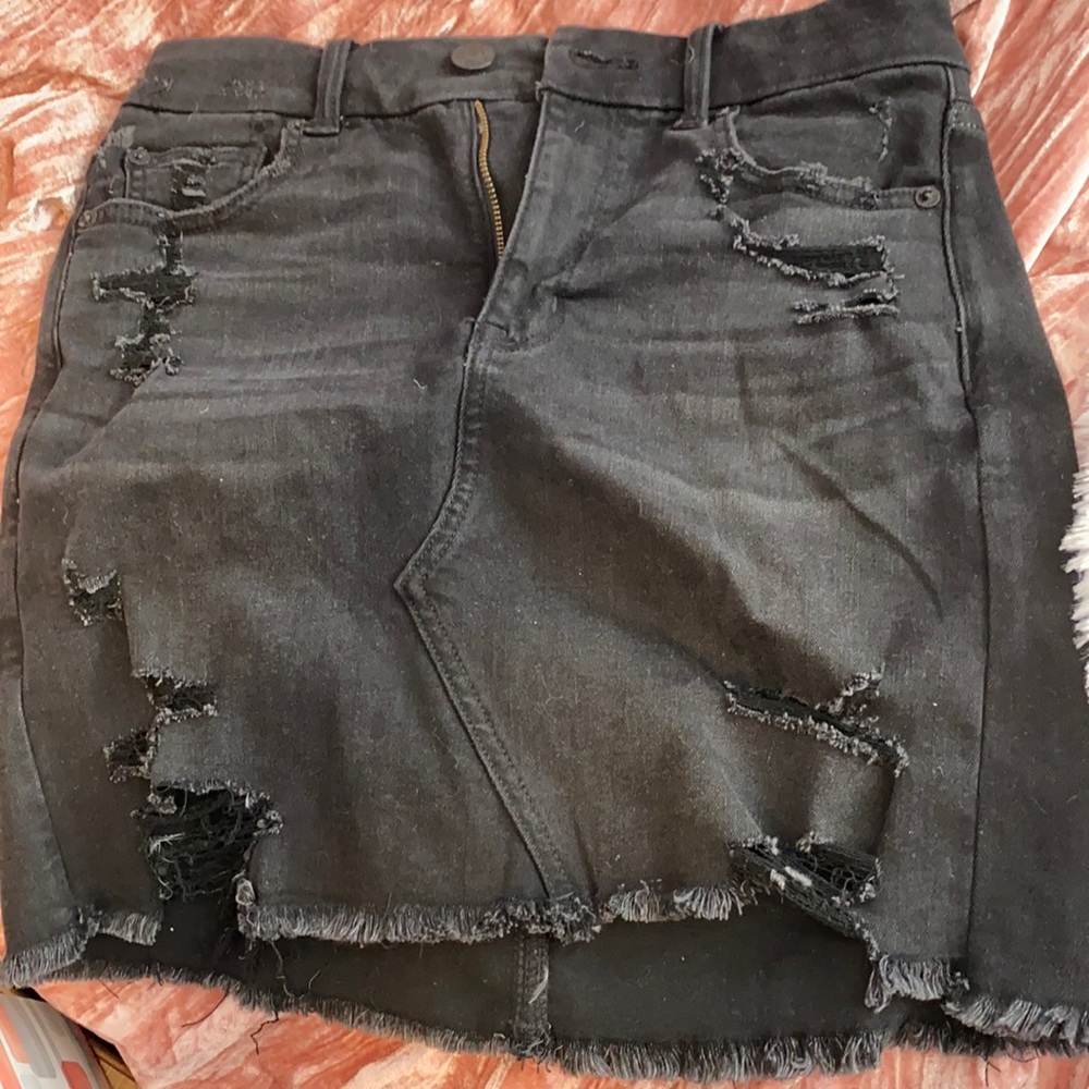 Black Jean high waisted stretchy skirt - AE curvy